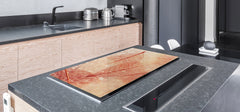 Gigantic Worktop saver and Pastry Board - Tempered GLASS Cutting Board - MEASURES: SINGLE: 80 x 52 cm; DOUBLE: 40 x 52 cm; DD44 Nature series : Transparent orange leaves