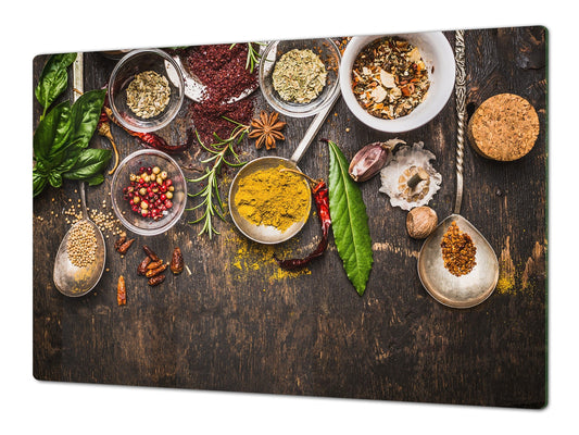 Enorm Küchenbrett aus Hartglas und Induktionskochplattenabdeckung; Food series DD16: African food