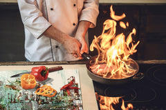 ENORMOUS  Tempered GLASS Chopping Board - Induction Cooktop Cover – SINGLE: 80 x 52 cm; DOUBLE: 40 x 52 cm; DD49 Miscellaneous series : Abstract cityscape 2