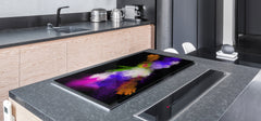 UNIQUE Tempered GLASS Kitchen Board – Impact & Scratch Resistant Cooktop cover – SINGLE: 80 x 52 cm; DOUBLE: 40 x 52 cm; DD45 Art Series : Colour explosion 3