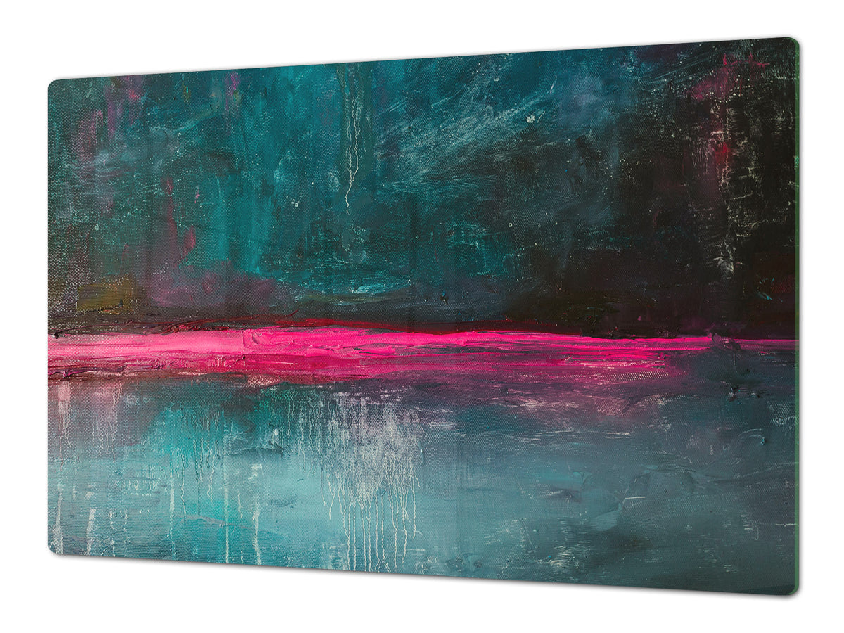 ENORMOUS  Tempered GLASS Chopping Board - Induction Cooktop Cover – SINGLE: 80 x 52 cm; DOUBLE: 40 x 52 cm; DD52a : Neon Night