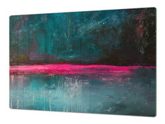 ENORMOUS  Tempered GLASS Chopping Board - Induction Cooktop Cover – SINGLE: 80 x 52 cm; DOUBLE: 40 x 52 cm; DD52a : Neon Night