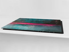 ENORMOUS  Tempered GLASS Chopping Board - Induction Cooktop Cover – SINGLE: 80 x 52 cm; DOUBLE: 40 x 52 cm; DD52a : Neon Night