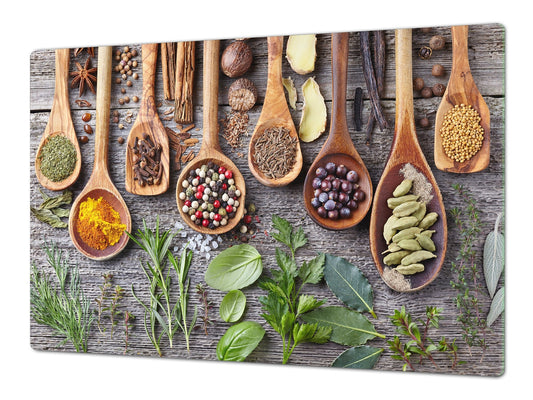 Enorm Küchenbrett aus Hartglas und Induktionskochplattenabdeckung; Food series DD16: African food