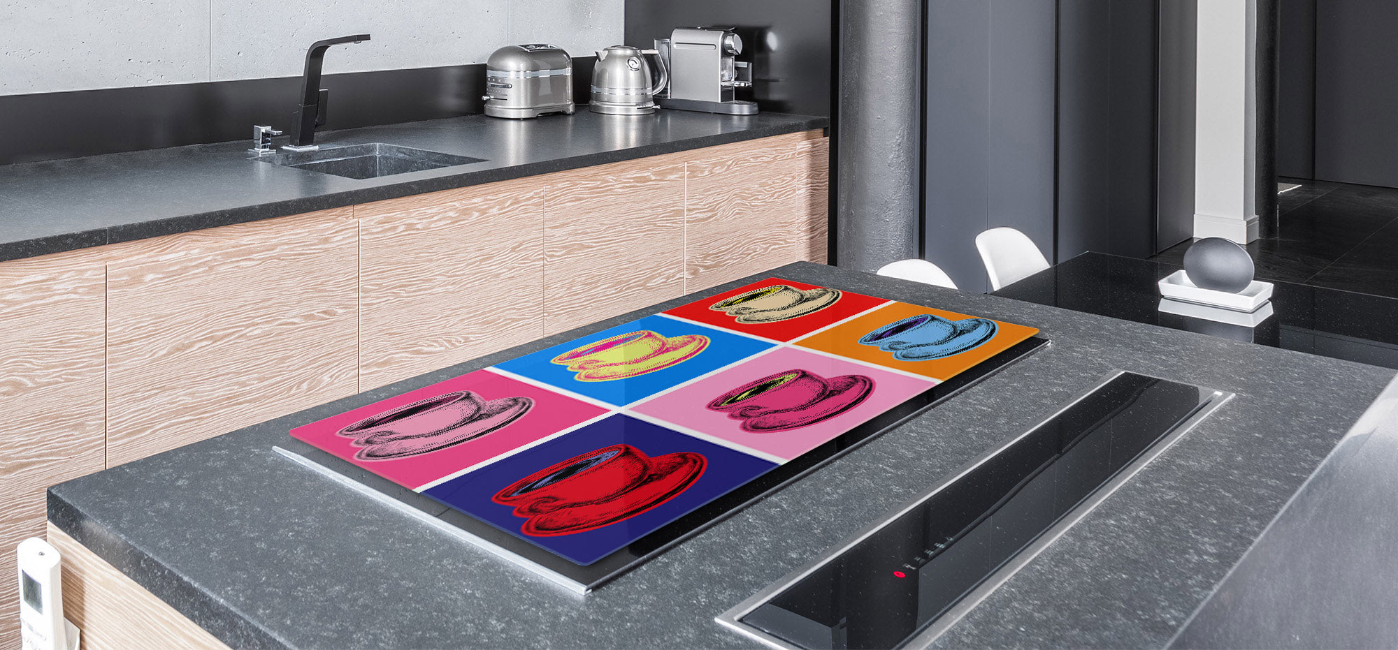 ENORMOUS  Tempered GLASS Chopping Board - Induction Cooktop Cover – SINGLE: 80 x 52 cm; DOUBLE: 40 x 52 cm; DD53 : Flow of Time