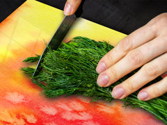 Enorm Küchenbrett aus Hartglas und Induktionskochplattenabdeckung; Food series DD16: African food