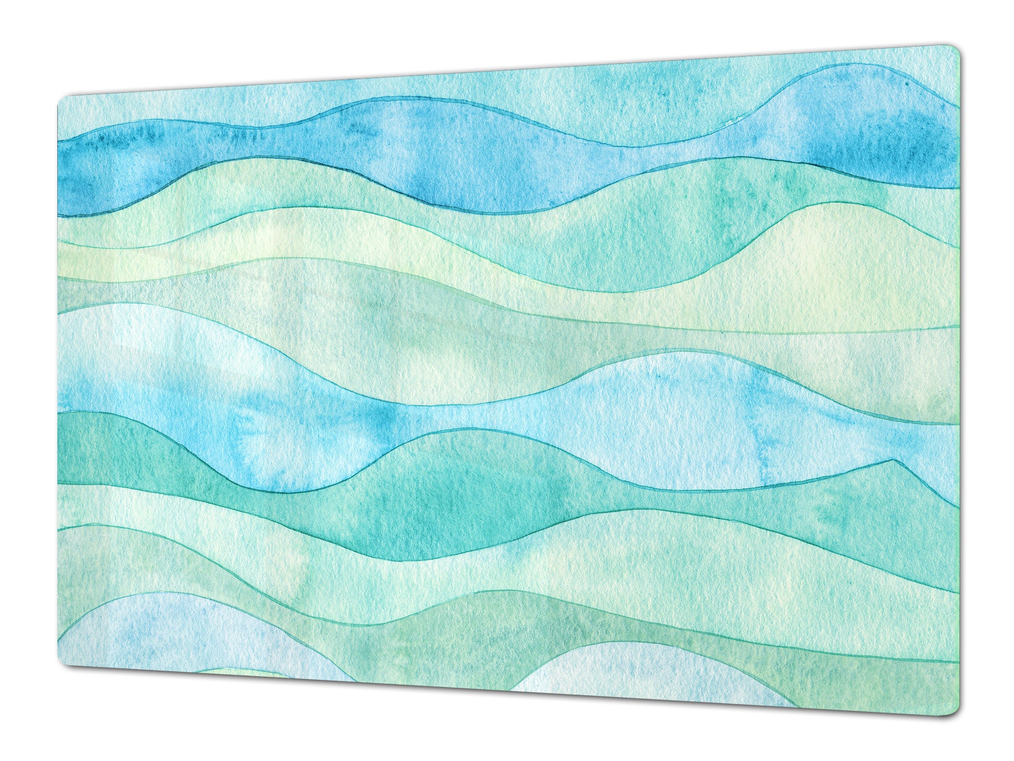 UNIQUE Tempered GLASS Kitchen Board – Impact & Scratch Resistant Cooktop cover – SINGLE: 80 x 52 cm; DOUBLE: 40 x 52 cm; DD45 Art Series : Watercolour waves
