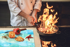 UNIQUE Tempered GLASS Kitchen Board – Impact & Scratch Resistant Cooktop cover – SINGLE: 80 x 52 cm; DOUBLE: 40 x 52 cm; DD45 Art Series : Watercolour waves