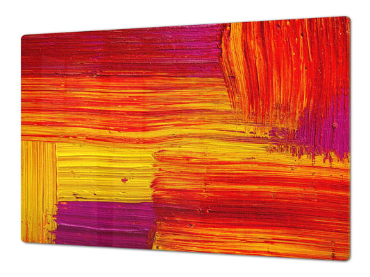 HUGE TEMPERED GLASS COOKTOP COVER – Glass Cutting Board and Worktop Saver – SINGLE: 80 x 52 cm (31,5” x 20,47”); DOUBLE: 40 x 52 cm (15,75” x 20,47”); DD46 Textures Series : Abstract colour texture