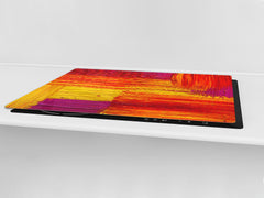 HUGE TEMPERED GLASS COOKTOP COVER – Glass Cutting Board and Worktop Saver – SINGLE: 80 x 52 cm (31,5” x 20,47”); DOUBLE: 40 x 52 cm (15,75” x 20,47”); DD46 Textures Series : Abstract colour texture