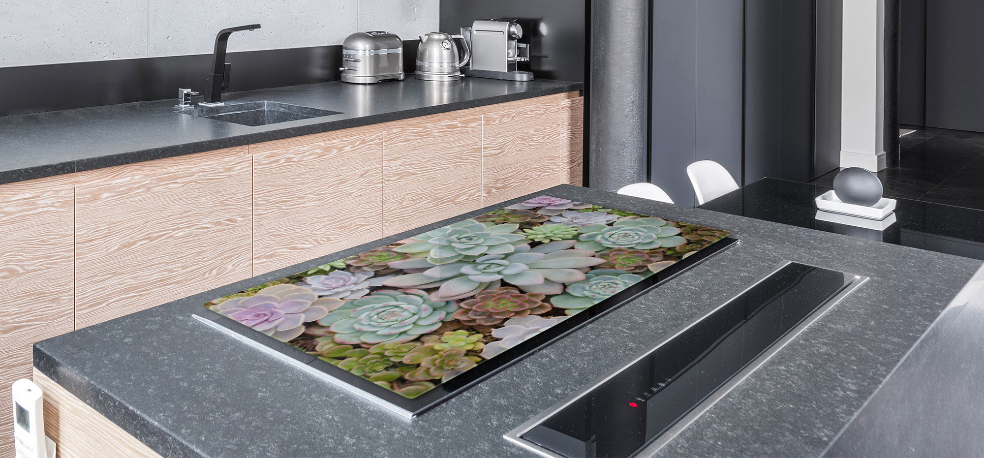 Gigantic Worktop saver and Pastry Board - Tempered GLASS Cutting Board - MEASURES: SINGLE: 80 x 52 cm; DOUBLE: 40 x 52 cm; DD44 Nature series : Rock garden 2