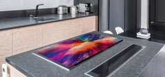 HUGE TEMPERED GLASS COOKTOP COVER – Glass Cutting Board and Worktop Saver – SINGLE: 80 x 52 cm (31,5” x 20,47”); DOUBLE: 40 x 52 cm (15,75” x 20,47”); DD46 Textures Series : Colours splash