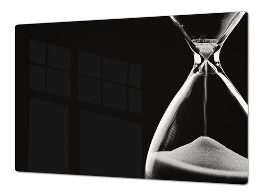 ENORMOUS  Tempered GLASS Chopping Board - Induction Cooktop Cover – SINGLE: 80 x 52 cm; DOUBLE: 40 x 52 cm; DD51 : Hourglass in the Void