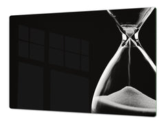 ENORMOUS  Tempered GLASS Chopping Board - Induction Cooktop Cover – SINGLE: 80 x 52 cm; DOUBLE: 40 x 52 cm; DD51 : Hourglass in the Void