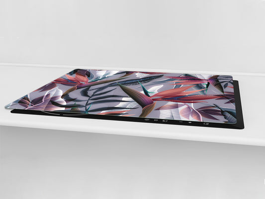 HUGE TEMPERED GLASS COOKTOP COVER – Glass Cutting Board and Worktop Saver – SINGLE: 80 x 52 cm (31,5” x 20,47”); DOUBLE: 40 x 52 cm (15,75” x 20,47”); DD46 Textures Series : Tropical wallpaper 3