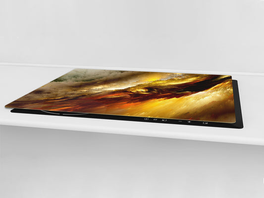 ENORMOUS  Tempered GLASS Chopping Board - Induction Cooktop Cover – SINGLE: 80 x 52 cm; DOUBLE: 40 x 52 cm; DD49 Miscellaneous series : Colourful thunderstorm