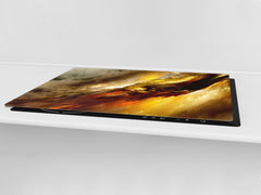 ENORMOUS  Tempered GLASS Chopping Board - Induction Cooktop Cover – SINGLE: 80 x 52 cm; DOUBLE: 40 x 52 cm; DD49 Miscellaneous series : Colourful thunderstorm