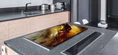 ENORMOUS  Tempered GLASS Chopping Board - Induction Cooktop Cover – SINGLE: 80 x 52 cm; DOUBLE: 40 x 52 cm; DD49 Miscellaneous series : Colourful thunderstorm