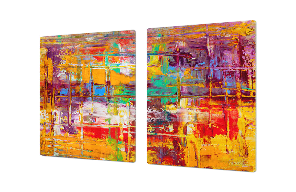 UNIQUE Tempered GLASS Kitchen Board – Impact & Scratch Resistant Cooktop cover – SINGLE: 80 x 52 cm; DOUBLE: 40 x 52 cm; DD45 Art Series : Abstract art background 2
