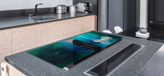 Gigantic Worktop saver and Pastry Board - Tempered GLASS Cutting Board - MEASURES: SINGLE: 80 x 52 cm; DOUBLE: 40 x 52 cm; DD44 Nature series : Leaf on a mirror surface 2