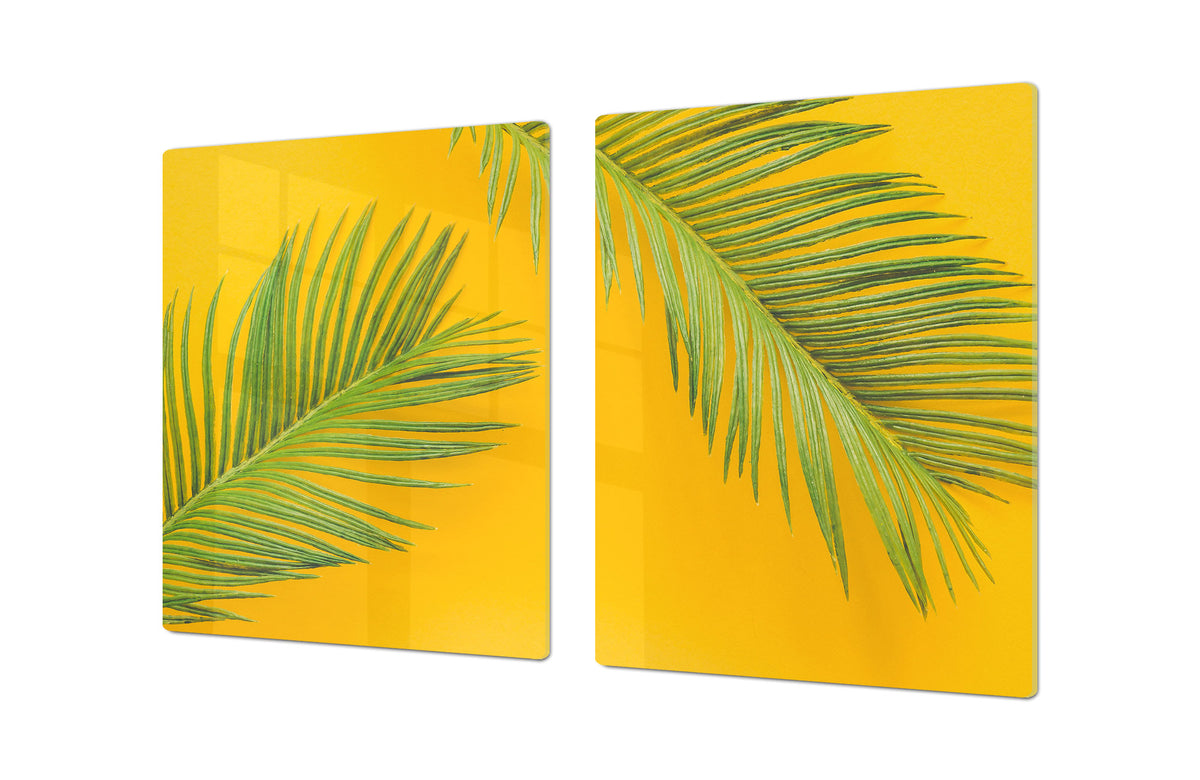Gigantic Worktop saver and Pastry Board - Tempered GLASS Cutting Board - MEASURES: SINGLE: 80 x 52 cm; DOUBLE: 40 x 52 cm; DD44 Nature series : Yellow leaves