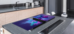 UNIQUE Tempered GLASS Kitchen Board – Impact & Scratch Resistant Cooktop cover – SINGLE: 80 x 52 cm; DOUBLE: 40 x 52 cm; DD45 Art Series : Colour explosion 1