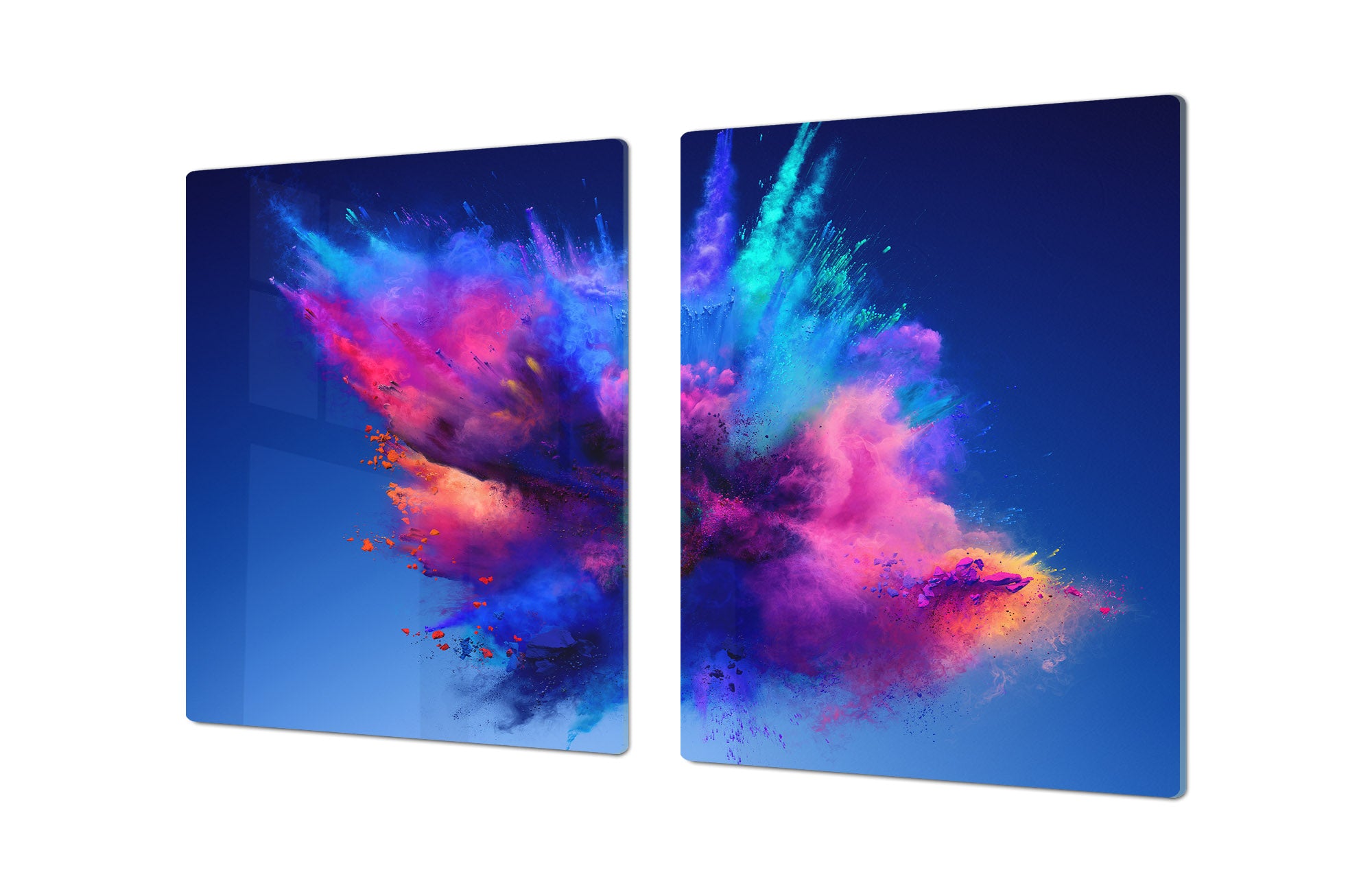 UNIQUE Tempered GLASS Kitchen Board – Impact & Scratch Resistant Cooktop cover – SINGLE: 80 x 52 cm; DOUBLE: 40 x 52 cm; DD45 Art Series : Colour explosion 2