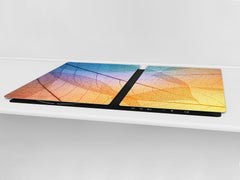 Gigantic Worktop saver and Pastry Board - Tempered GLASS Cutting Board - MEASURES: SINGLE: 80 x 52 cm; DOUBLE: 40 x 52 cm; DD44 Nature series : Colourful transparent leaves