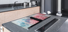 UNIQUE Tempered GLASS Kitchen Board – Impact & Scratch Resistant Cooktop cover – SINGLE: 80 x 52 cm; DOUBLE: 40 x 52 cm; DD45 Art Series : Minimal luxury 1