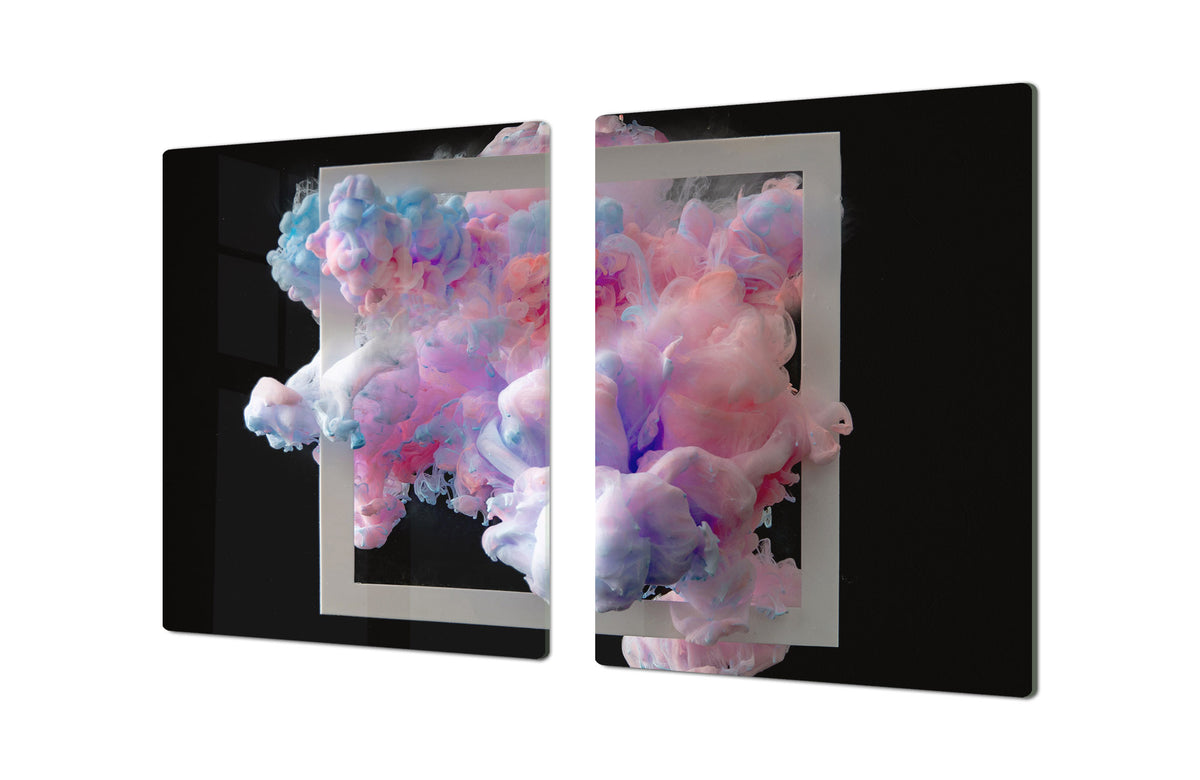 UNIQUE Tempered GLASS Kitchen Board – Impact & Scratch Resistant Cooktop cover – SINGLE: 80 x 52 cm; DOUBLE: 40 x 52 cm; DD45 Art Series : Minimal luxury 2