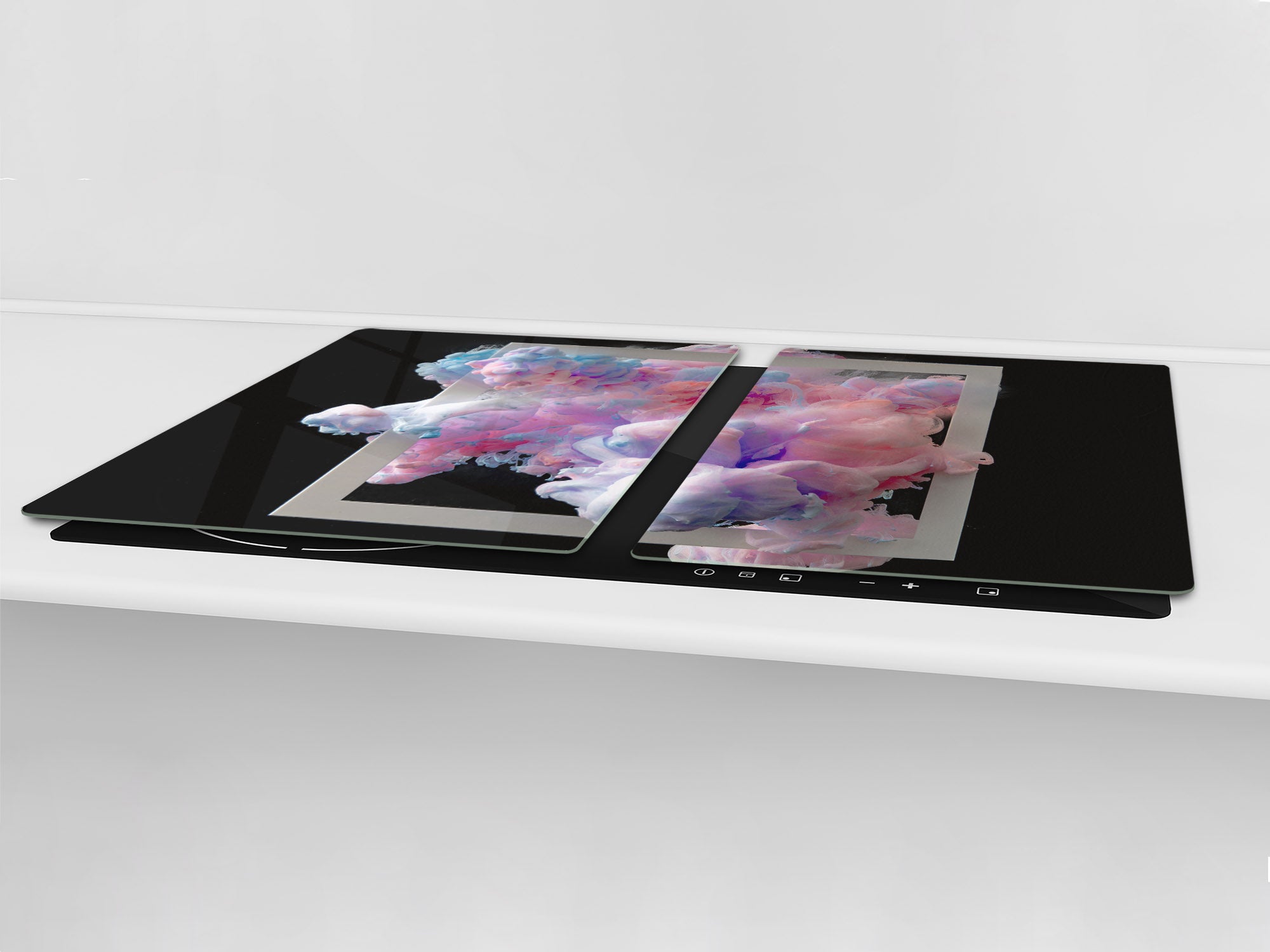 UNIQUE Tempered GLASS Kitchen Board – Impact & Scratch Resistant Cooktop cover – SINGLE: 80 x 52 cm; DOUBLE: 40 x 52 cm; DD45 Art Series : Minimal luxury 2