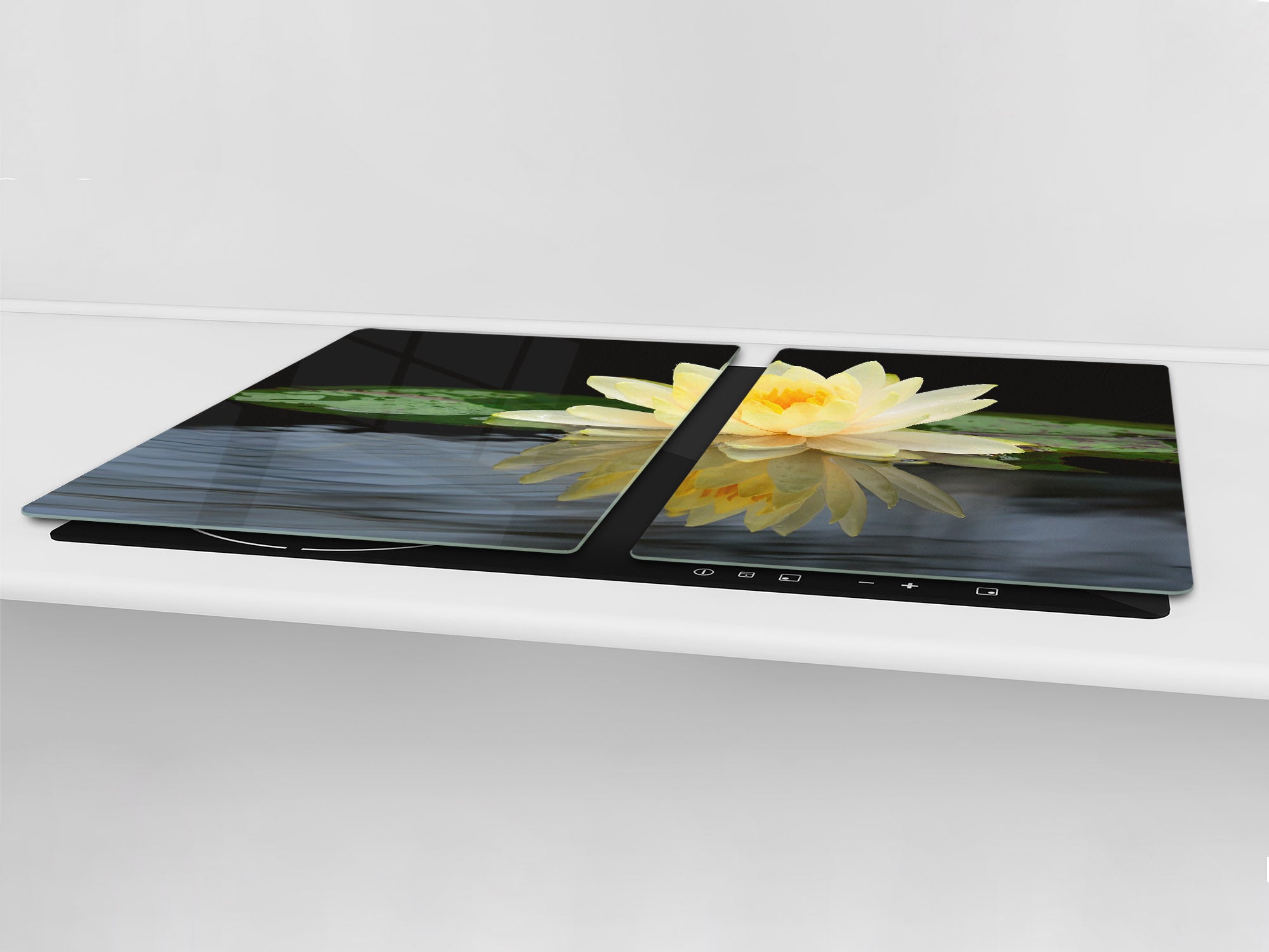 Gigantic Worktop saver and Pastry Board - Tempered GLASS Cutting Board - MEASURES: SINGLE: 80 x 52 cm; DOUBLE: 40 x 52 cm; DD44 Nature series : Beautiful water lilly flower 2