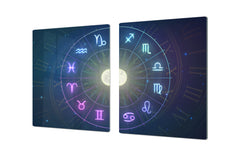 ENORMOUS  Tempered GLASS Chopping Board - Induction Cooktop Cover – SINGLE: 80 x 52 cm; DOUBLE: 40 x 52 cm; DD52a : Circle of Zodiac