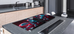 HUGE TEMPERED GLASS COOKTOP COVER – Glass Cutting Board and Worktop Saver – SINGLE: 80 x 52 cm (31,5” x 20,47”); DOUBLE: 40 x 52 cm (15,75” x 20,47”); DD46 Textures Series : Holographic bubbles 1