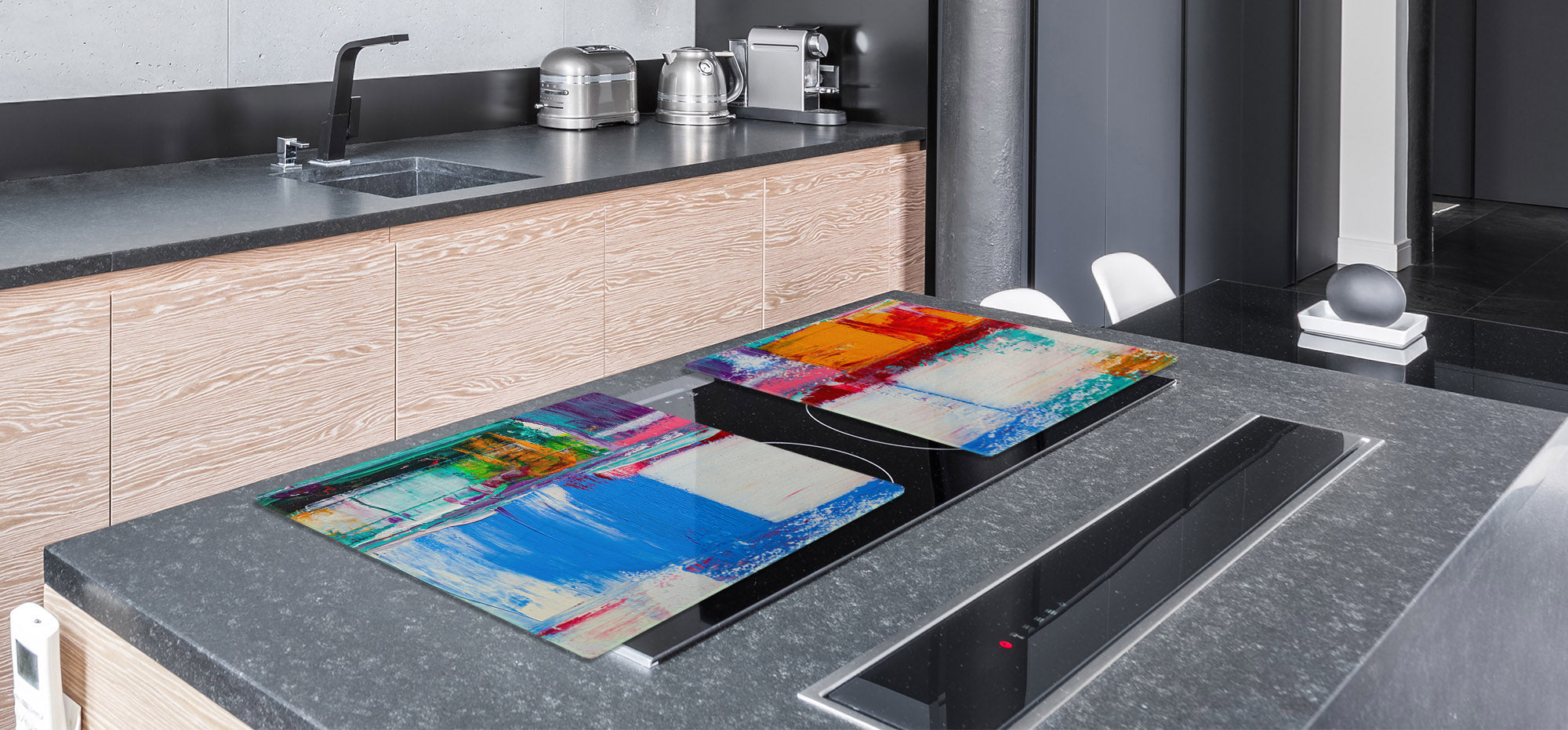 UNIQUE Tempered GLASS Kitchen Board – Impact & Scratch Resistant Cooktop cover – SINGLE: 80 x 52 cm; DOUBLE: 40 x 52 cm; DD45 Art Series : Abstract art background 5
