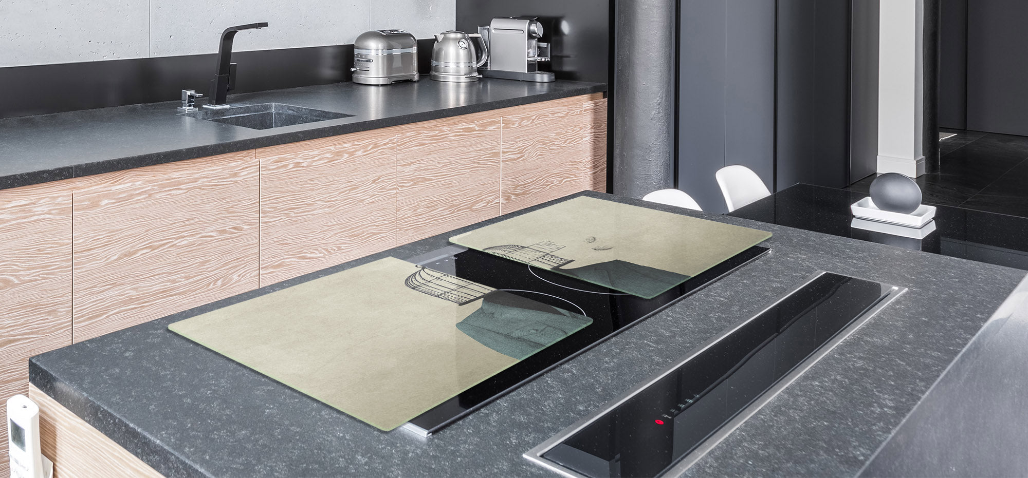 ENORMOUS  Tempered GLASS Chopping Board - Induction Cooktop Cover – SINGLE: 80 x 52 cm; DOUBLE: 40 x 52 cm; DD53 : An Illusion of Freedom