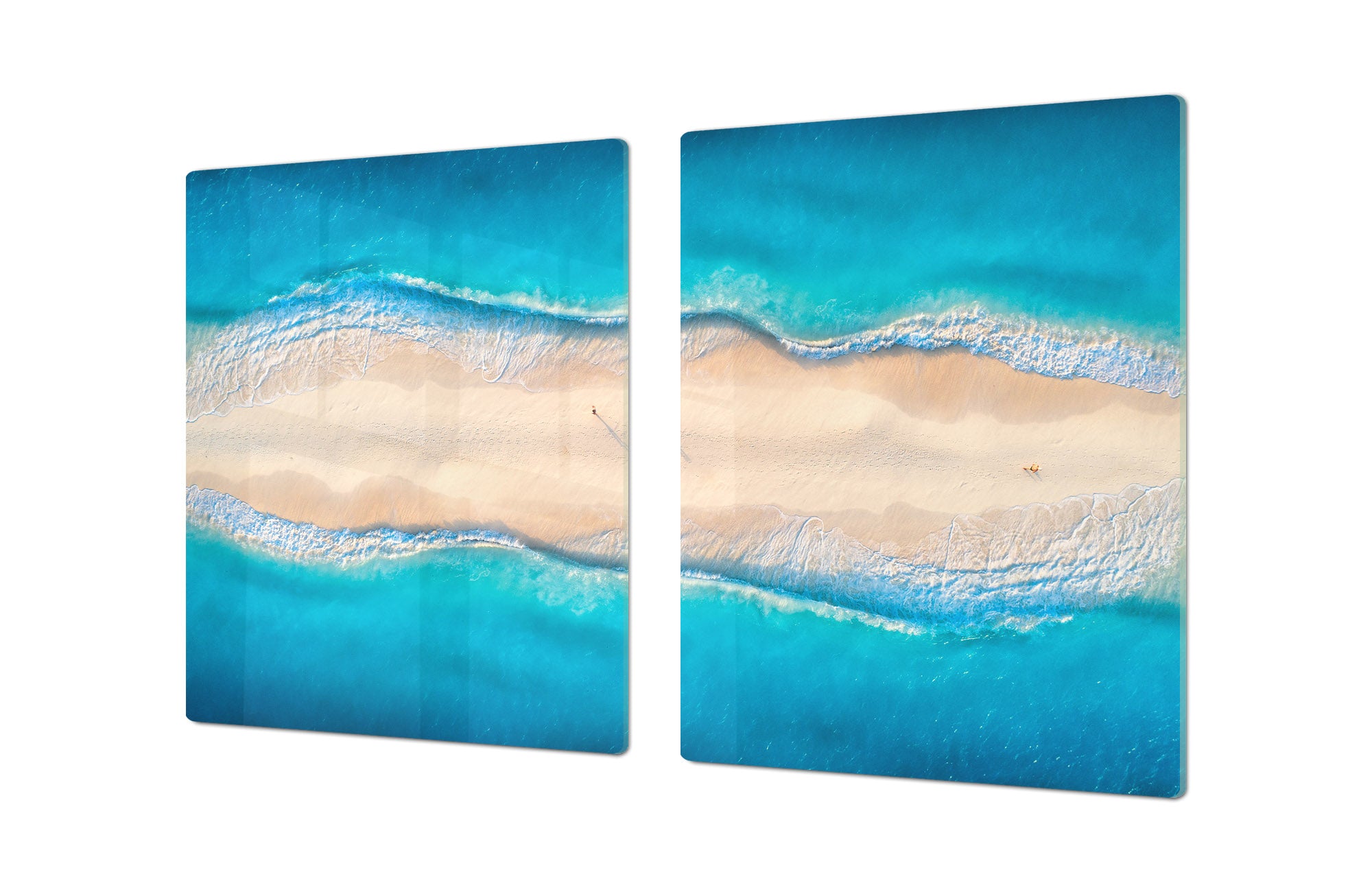 UNIQUE Tempered GLASS Kitchen Board – Impact & Scratch Resistant Cooktop cover – SINGLE: 80 x 52 cm; DOUBLE: 40 x 52 cm; DD45 Art Series : Beaches of Zanzibar