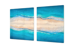 UNIQUE Tempered GLASS Kitchen Board – Impact & Scratch Resistant Cooktop cover – SINGLE: 80 x 52 cm; DOUBLE: 40 x 52 cm; DD45 Art Series : Beaches of Zanzibar