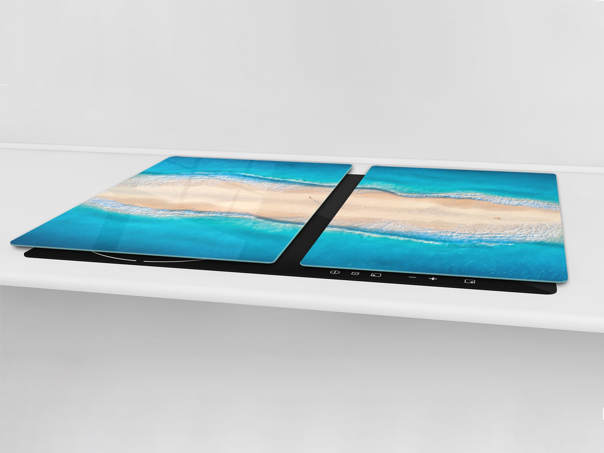 UNIQUE Tempered GLASS Kitchen Board – Impact & Scratch Resistant Cooktop cover – SINGLE: 80 x 52 cm; DOUBLE: 40 x 52 cm; DD45 Art Series : Beaches of Zanzibar