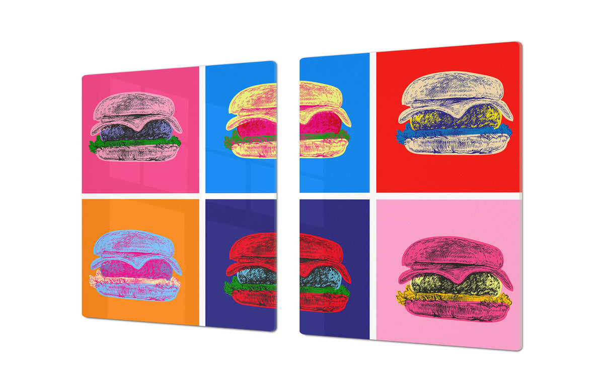 ENORMOUS  Tempered GLASS Chopping Board - Induction Cooktop Cover – SINGLE: 80 x 52 cm; DOUBLE: 40 x 52 cm; DD53 : Dynamic Harmony