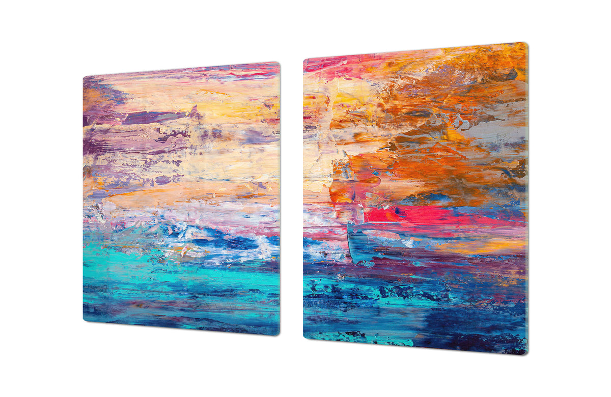 UNIQUE Tempered GLASS Kitchen Board – Impact & Scratch Resistant Cooktop cover – SINGLE: 80 x 52 cm; DOUBLE: 40 x 52 cm; DD45 Art Series : Abstract art background 7