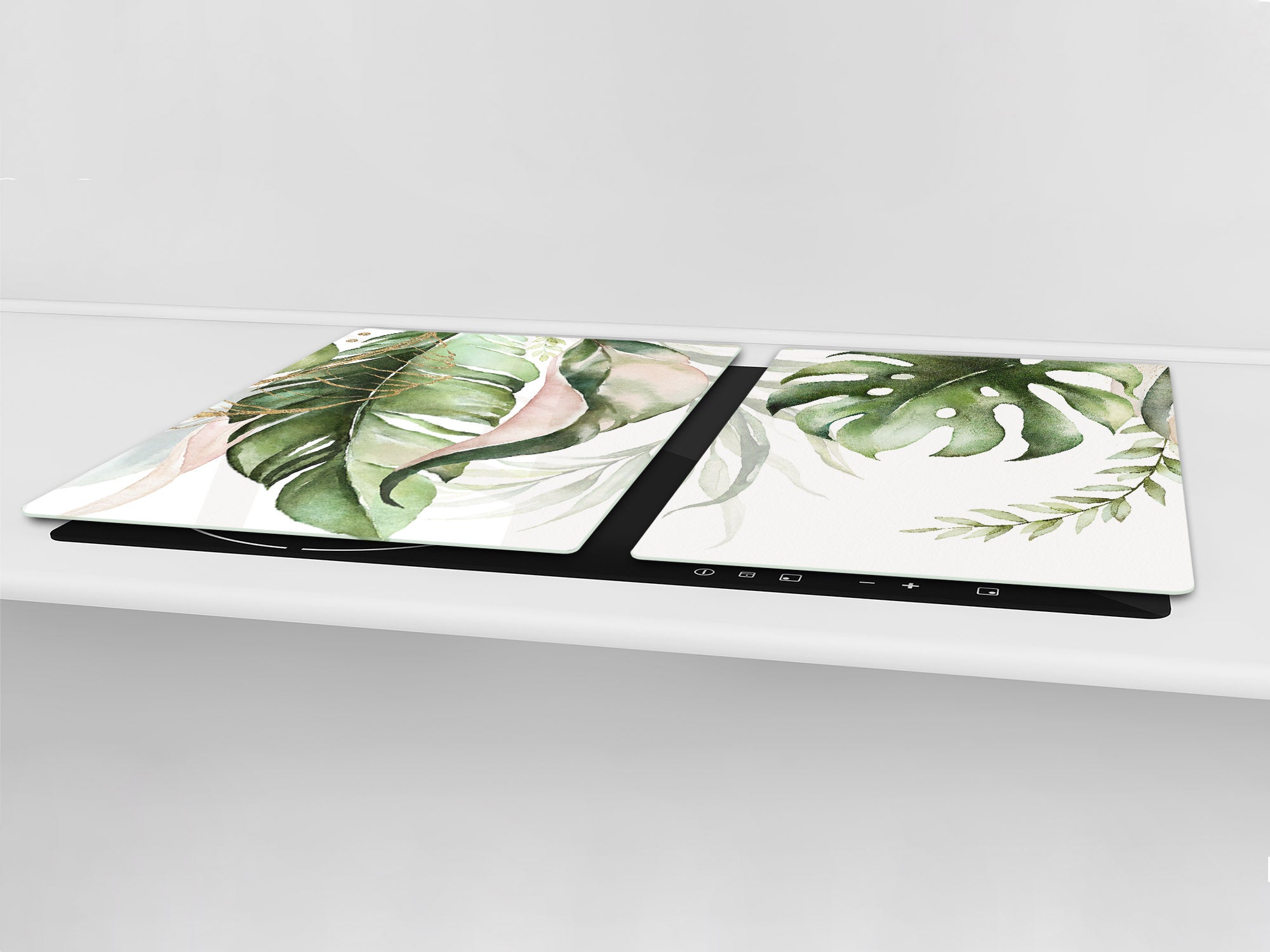 Gigantic Worktop saver and Pastry Board - Tempered GLASS Cutting Board - MEASURES: SINGLE: 80 x 52 cm; DOUBLE: 40 x 52 cm; DD44 Nature series : Tropical watercolour