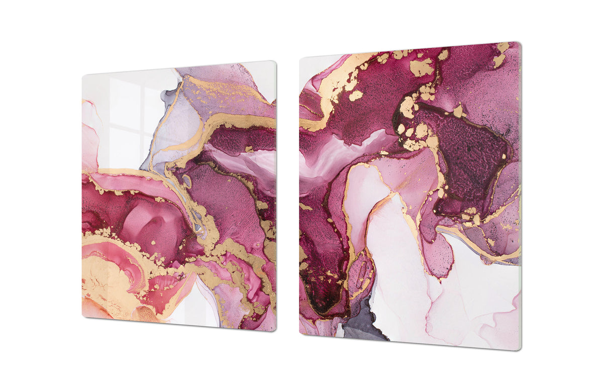 UNIQUE Tempered GLASS Kitchen Board – Impact & Scratch Resistant Cooktop cover – SINGLE: 80 x 52 cm; DOUBLE: 40 x 52 cm; DD45 Art Series : Liquid colours 5