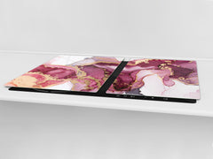 UNIQUE Tempered GLASS Kitchen Board – Impact & Scratch Resistant Cooktop cover – SINGLE: 80 x 52 cm; DOUBLE: 40 x 52 cm; DD45 Art Series : Liquid colours 5