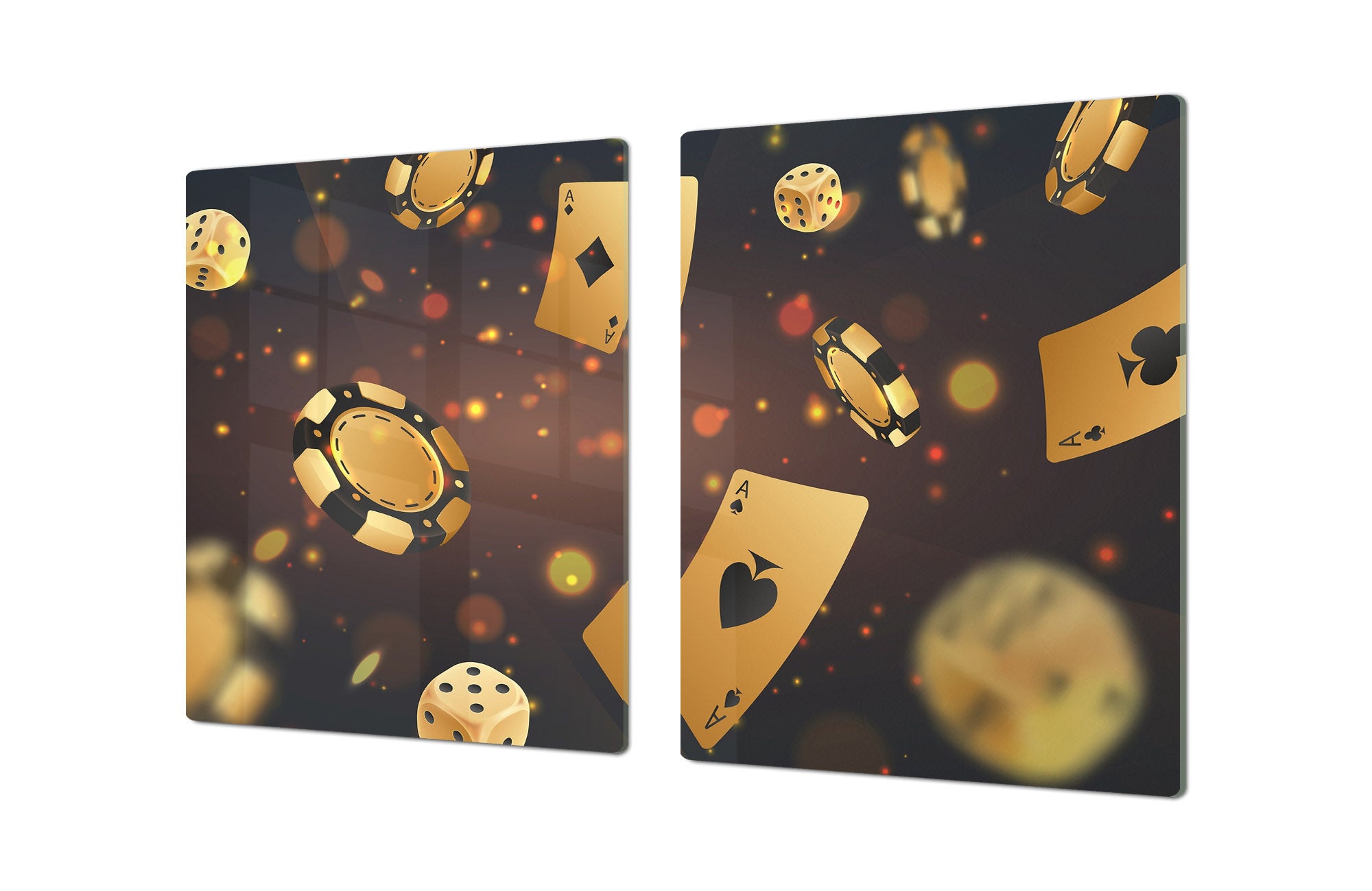 ENORMOUS  Tempered GLASS Chopping Board - Induction Cooktop Cover – SINGLE: 80 x 52 cm; DOUBLE: 40 x 52 cm; DD52a : Night at the Casino