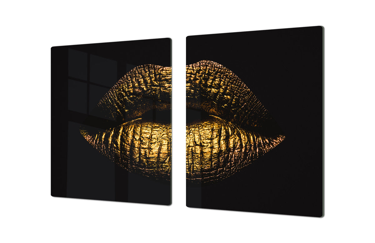 ENORMOUS  Tempered GLASS Chopping Board - Induction Cooktop Cover – SINGLE: 80 x 52 cm; DOUBLE: 40 x 52 cm; DD51 : Golden Gloss