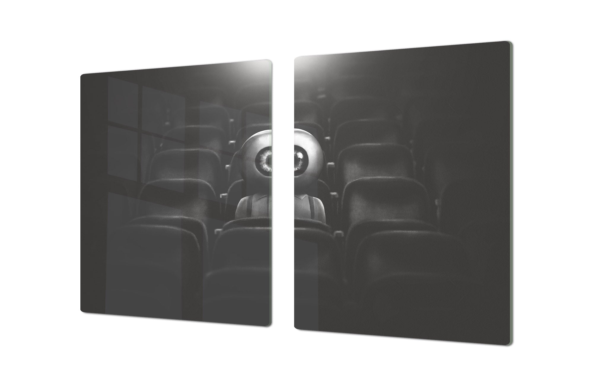 ENORMOUS  Tempered GLASS Chopping Board - Induction Cooktop Cover – SINGLE: 80 x 52 cm; DOUBLE: 40 x 52 cm; DD51 : Surreal Eye in the Audience