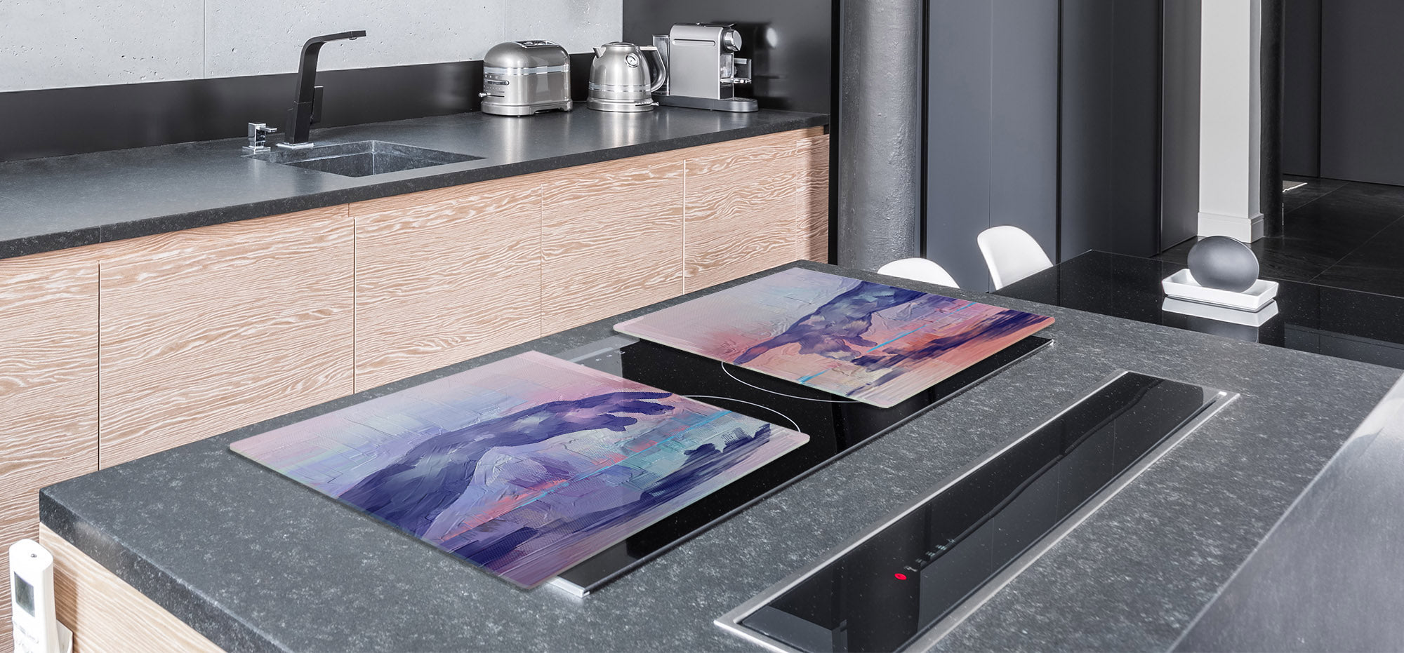 ENORMOUS  Tempered GLASS Chopping Board - Induction Cooktop Cover – SINGLE: 80 x 52 cm; DOUBLE: 40 x 52 cm; DD53 : Hands of Creation