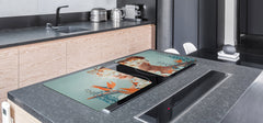 ENORMOUS  Tempered GLASS Chopping Board - Induction Cooktop Cover – SINGLE: 80 x 52 cm; DOUBLE: 40 x 52 cm; DD52a : Blooming Lady