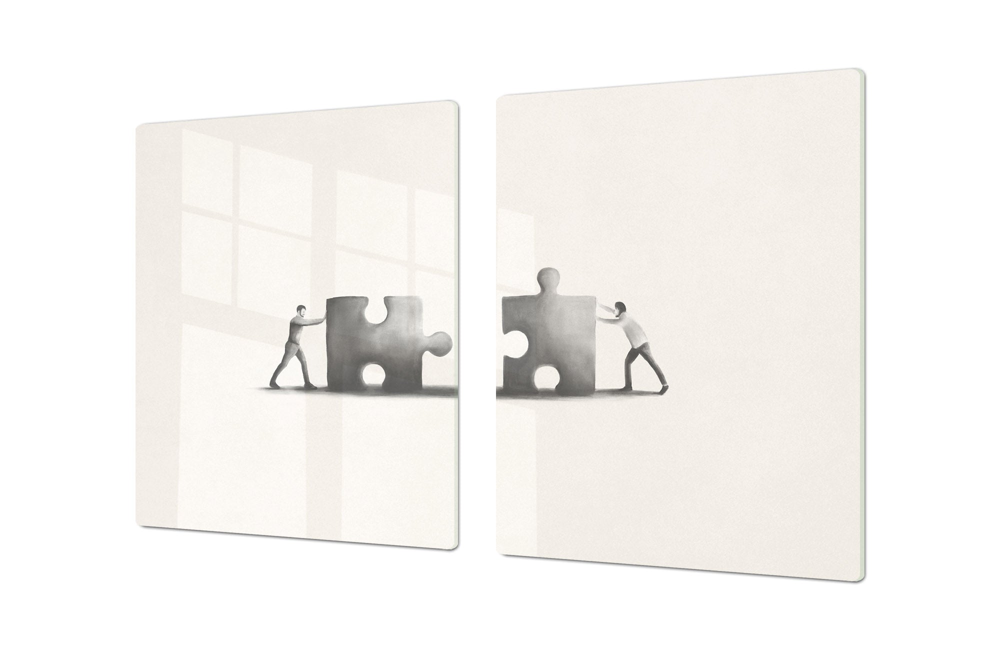 ENORMOUS  Tempered GLASS Chopping Board - Induction Cooktop Cover – SINGLE: 80 x 52 cm; DOUBLE: 40 x 52 cm; DD51 : Teamwork Puzzles